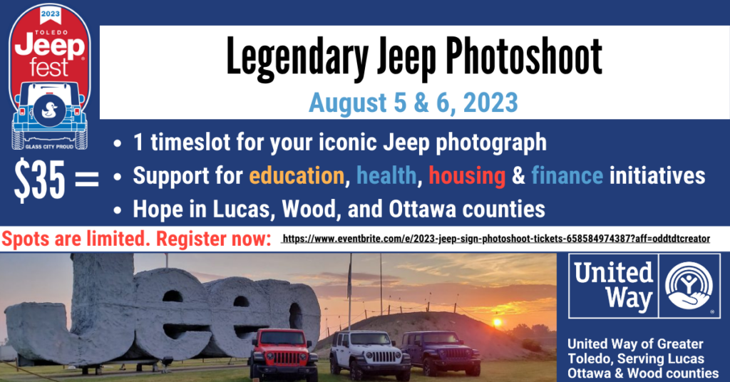 Get Ready for JEEP Sign Charity Photoshoot Toledo Jeep® Fest 2024